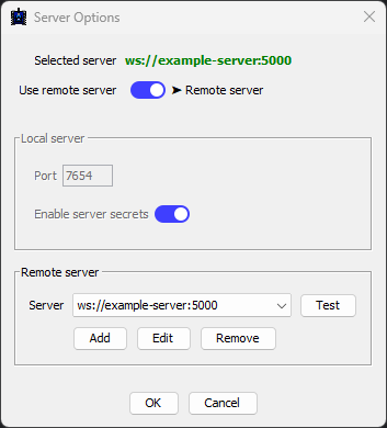 Remote Server Options