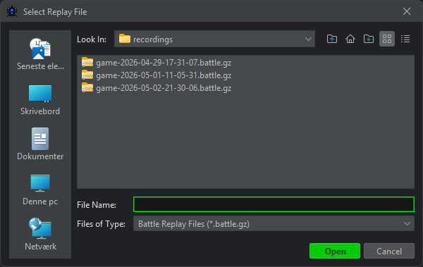 Select replay file